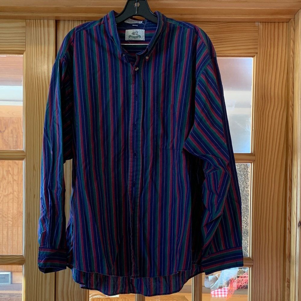 Men's 417 Van Heusen Single Needle Tailoring Vintage Striped Button Down Shirt